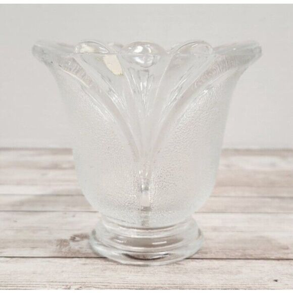 Crystal Clear Frosted Glass Tulip Votive Candle Holder Height 4" Home Decor - Picture 4 of 9